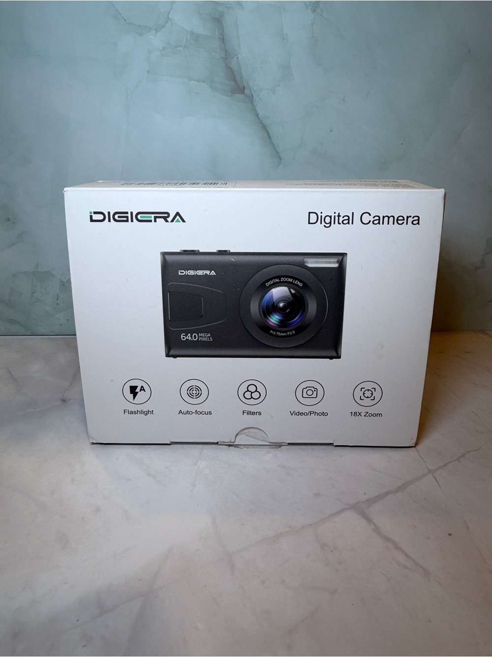DIGIERA 64MP Digital Camera – 18X Zoom, Autofocus, Flash & Filters